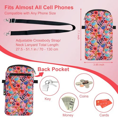 Neoprene Cell Phone Sleeve Pouch Case Bag for Women, Crossbody Strap Neck Lanyard Phone Bag for iPhone 17/16/15 Pro Max, Samsung S25, Pixel 10 (Abstract Oil Painting) - color: Abstract Oil Painting