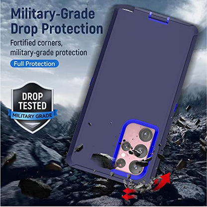 YmhxcY for S22 Ultra Case, Drop Proof 3-Layer Durable Cover/Shockproof Armor Drop Protection/Solid Rubber Protective Matte Cover for Galaxy S22 Ultra 6.8”-Sapphire Blue/Dark Blue - color: Sapphire blue and Dark blue