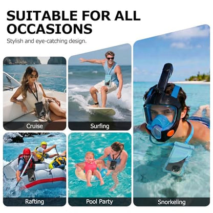 Waterproof Phone Pouch for iPhone 17 16 15 Pro Max IPX8 Black+Rose | Card Pocket, Lightweight, Large Cellphone Dry Bag, IPX8 Rated, Beach Essential, Cruise Ship, 2 Pack, 8.3 inch - color: B2-Black+Rose Red- 2 pack