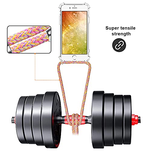 for iPhone 7 Plus Case Clear Hanging Adjustable Neck Lanyard Crossbody Phone Cover for iPhone 8 Plus Women Girls Soft Slim Protective Strap Mobile Case for iPhone 7/8 Plus 5.5 Inch - Rainbow - size: iPhone 7 Plus, iPhone 8 Plus