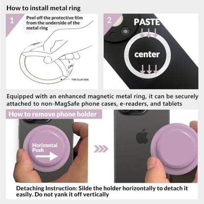 for MagSafe Phone Grip,Soft Silicone Magnetic Collapsible Cell Phone Finger Grip for iPhone 17/16/15/14/13,12 and Smartphones Tablets - Purple - color: Purple