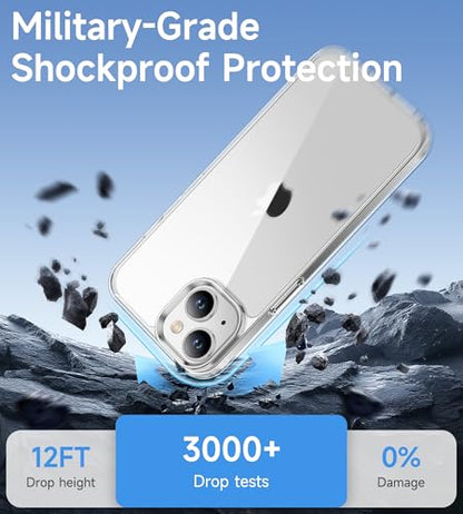USLAI Case for iPhone 14, Anti-Yellowing, Crystal Clear Back, Shockproof & Military‑Grade Drop Protection - Transparent - color: Clear, size: iPhone 14