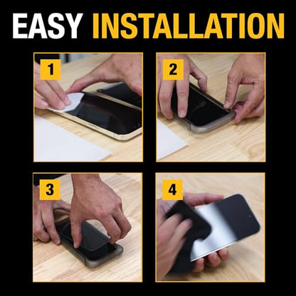 DEWALT Heavy Duty Glass Screen Protector for iPhone 15 Pro, 2 Pack Tempered Glass Screen Protector, Case Friendly, Perfect Install Tool Included, Long-Lasting Protection - size: iPhone 15 Pro