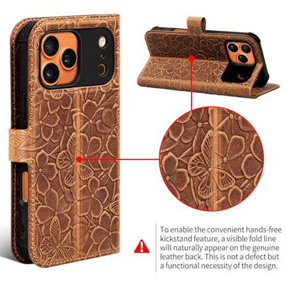 Genuine Leather Wallet Case for iPhone 17 Pro, Brown | 2-in-1 Magnetic Detachable, Flip Folio Cover, Card Slots, RFID Blocking, Shockproof Protection - color: Brown, size: 17 Pro 6.3‘’