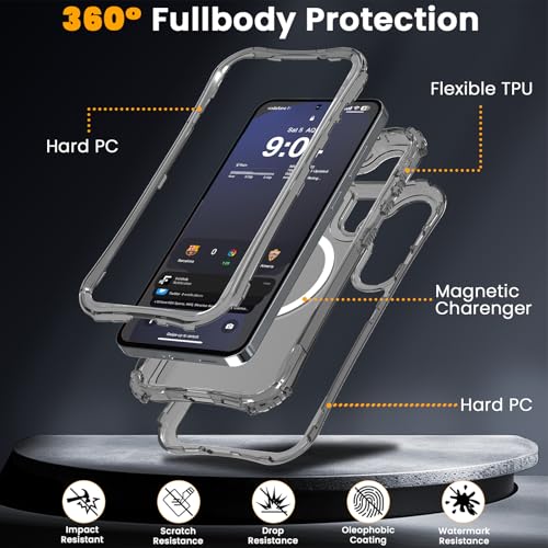 WRJ Magnetic Clear for Samsung Galaxy S26 FE Case,Samsung S25 FE Case [Fit for MagSafe][Military Grade Drop Protection] Translucent Shockproof Protective Phone Case-Black - color: Black, style: Transparent