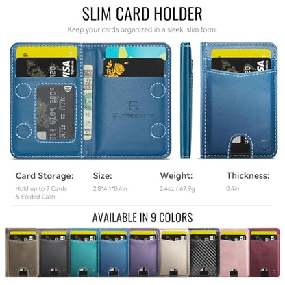 Strapurs Strong Magnetic Wallet Card Holder for MagSafe Phones and Cases, Slim PU Leather Detachable Phone Wallet with 6 Card Slots RFID Blocking for iPhone 17/16/15/14/13/12/Pro/Max/Plus – Dark Blue - color: Dark Blue