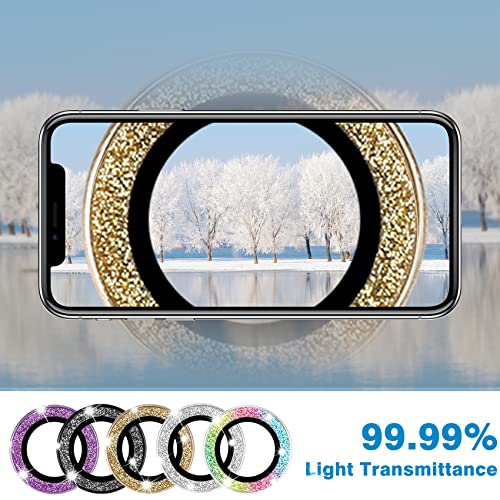 for iPhone 15 Pro & iPhone 15 Pro Max Camera Lens Protector, Bling Glitter Diamond Lens Cover 9H Tempered Glass Camera Cover Anti Scratch Shockproof Screen Protector- 3PCS Glitter Black - color: Black Glitter
