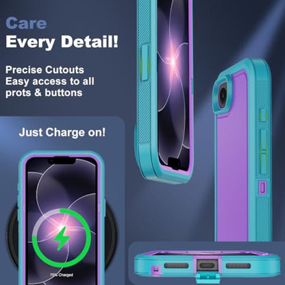 for iPhone 17e Case & iPhone 16e Case, Military-Grade Drop Protection Dual-Layer Rugged Shell with Screen Protector, Full-Body Non-Slip Shockproof Heavy Duty Protective Bumper Phone Cover (Purple) - color: Purple