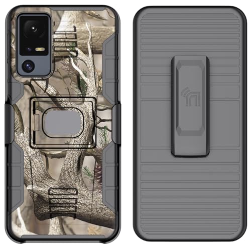 Nakedcellphone Rugged Combo for Jitterbug Smart 4 Phone Case - Camo | Hybrid Cover + Belt Clip Holster, Rotating Holder, Ring Grip, with Kickstand, Mounting Plate, Fits Lively Smart4 or TCL 40XL - color: Camo