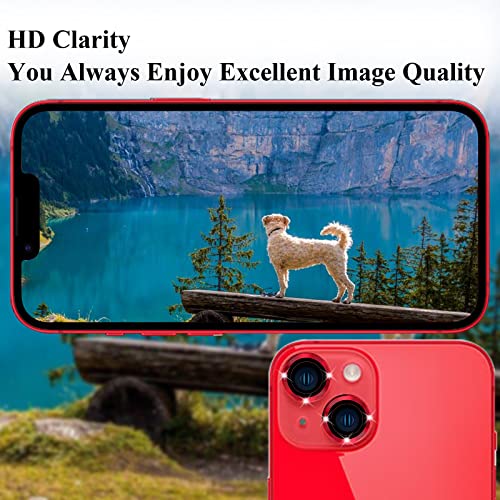 Premium Alloy Metal Camera Lens Protector Compatible for iPhone 14 / Plus Accessories Camera Ring Cover Screen Protector,Scratch/Shatter/Water/Fog-Proof [Ultra Clear/Thin] - Red