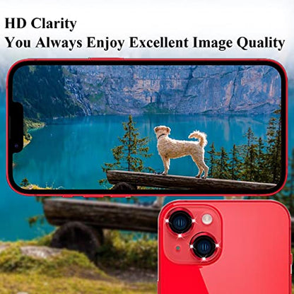 Premium Alloy Metal Camera Lens Protector Compatible for iPhone 14 / Plus Accessories Camera Ring Cover Screen Protector,Scratch/Shatter/Water/Fog-Proof [Ultra Clear/Thin] - Red