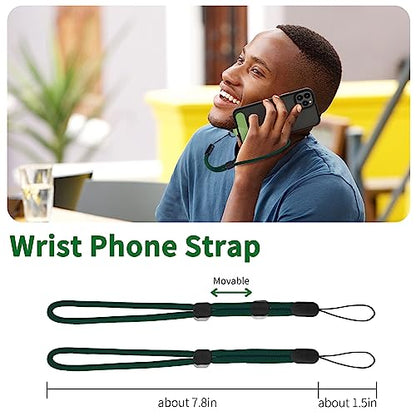 CACOE Phone Lanyard 2 Pack-1× Adjustable Neck Strap,1× Wrist Strap,2× Pads,Universal Crossbody Cell Phone Lanyards,Multifuctional Phone Lanyards Compatible with Most Smartphones(Dark Green) - color: Dark Green, size: 30"（Neck Strap×1）+8"（Wrist Strap×1）