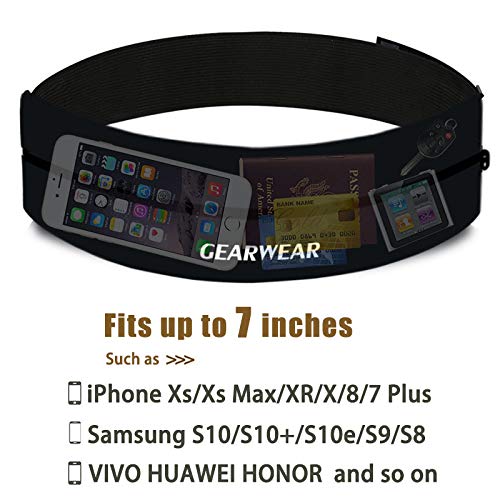 Running Belt | Runner Fanny Pack for Women and Men | Adjustble Waist Band Pack for Storage Phone - color: Black/27"-43"