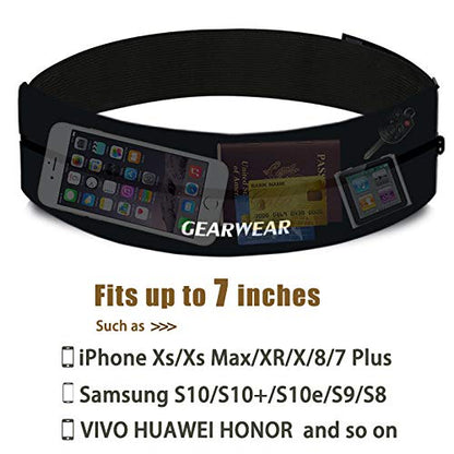 Running Belt | Runner Fanny Pack for Women and Men | Adjustble Waist Band Pack for Storage Phone - color: Black/27"-43"