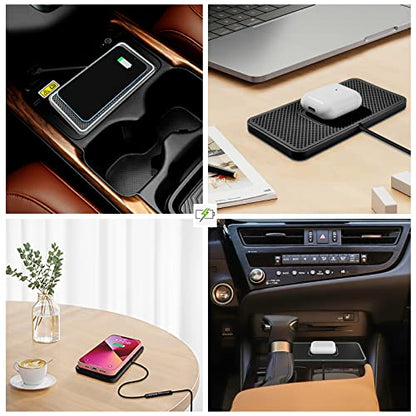 Wireless Charger Car Charging pad,SANMIDO Fast Wireless Phone Charger Cell Phone Non Slip Cordless Charging mat Compatible with iPhone 11/12/12/14/15 Galaxy S21/S22/S23/24 NOTE10 (C1P)