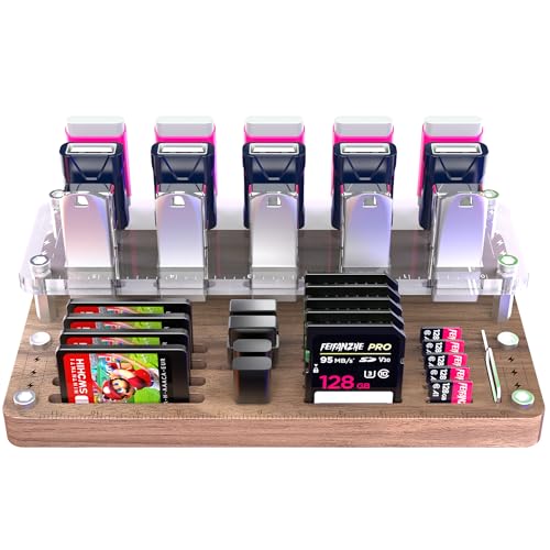 40 Slots Wooden Memory Card Case for TF/CF/Nintendo Switch, USB Flash Drive/SD Card Holder Desk With Removal Pin - Protection Box-03MY - color: Upgrade extended style