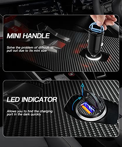ELECTOP USB C Car Charger, Smallest Cigarette Lighter USB Charger Adapter 30W PD & 30W QC3.0 4.8A Dual Port Fast Car Charger Adapter Flush Fit Compatible with iPhone 12 iPad MacBook Samsung 2 Pack