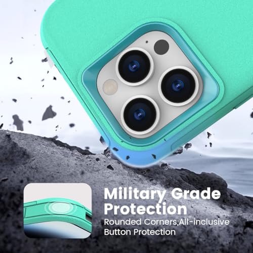 for iPhone 15 Pro Max Case, Dual Layer Shockproof Full Body Cover Military Grade Drop Protection Heavy Duty Protective Phone Case for Apple iPhone 15ProMax 6.7 inch (Turquoise/Light Blue) - color: Turquoise/Light Blue