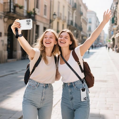takyu Phone Lanyard, 2 Pack Adjustable Anti-Drop Neck/Wrist Strap with 2 Pcs Tether Patches, Secure Hands-Free Compatible for iPhone Samsung Perfect for Nurses, Teachers, Travel, Hiking Black - color: Black + Black