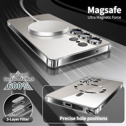 Compatible with Samsung Galaxy S25 Ultra Case（Only）.Magnetic Cover for S25 Ultra. Glossy Slim Thin Soft funda capa para for Galaxy S25 Ultra 6.9 inch.Compatible with MagSafe (Black) - color: Black