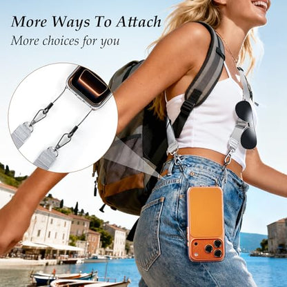 Multifunctional Phone Lanyard Adjustable Anti-Theft Crossbody Phone Strap - color: Grey