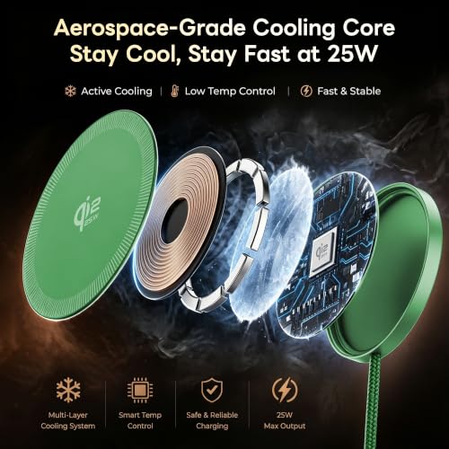 MagSafe 25W Magnetic Wireless Charger Fast Charging Pad for iPhone - color: Dark Green