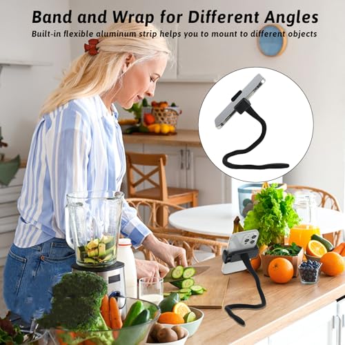 Stroller Phone Holder, Portable Flexible Cell Phone Holder Stand with Non-skidding Arm Grip Soft Alloy Phone Clamp Stroller Accessories for Baby Buggy Desk Handlebar Treadmill Pushchair