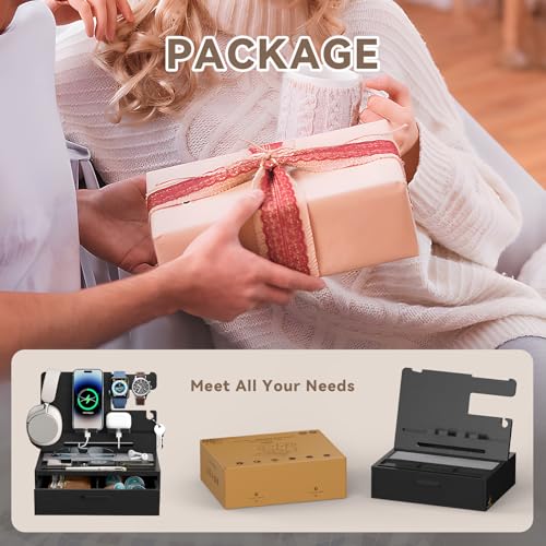 Pezin&Hulin Docking Station with Drawer, Nightstand Organizer - color: Black