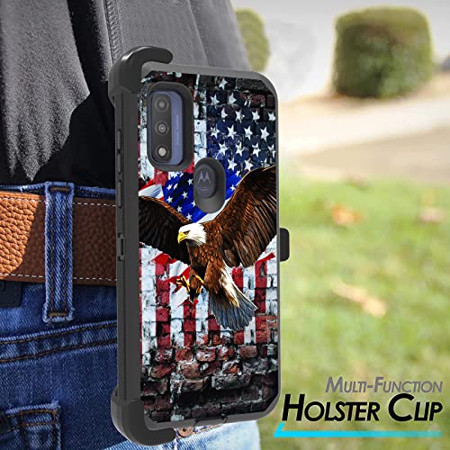 for Moto G Pure 2021/ Moto G Power 2022 Case, Heavy Duty Triple-Layer Drop Protection Full-Body Rugged Shockproof Durable Cover Holster with Swivel Belt-Clip, Patriotic Eagle USA Flag - color: Patriotic Eagle USA Flag, size: Moto G Pure/ Moto G Power 2022