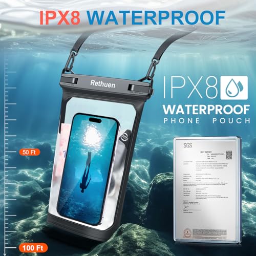 Large Waterproof Phone Pouch, 2Pack Floating Waterproof Bag for iPhone 17 16 15 Pro Max Galaxy S26 S25 S24 Ultra All Phones, Cell Phone Dry Bag for Beach Swimming Rafting Boating (Black + Black) - color: Black+Black