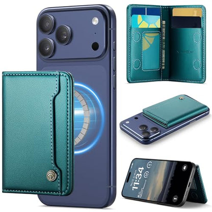 Vinich for MagSafe Wallet Magnetic RFID Blocking Card Holder, Bluish Green - color: Bluish Green