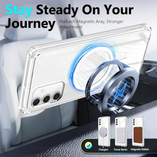 YZB for Galaxy A15 5G Phone Case, MagSafe Compatible, Crystal Clear | Compatible with Samsung Galaxy A15 5G, Magnetic Design, Yellowing Resistant, Scratch-Resistant Back - color: Crystal Clear, size: Galaxy A15 5G