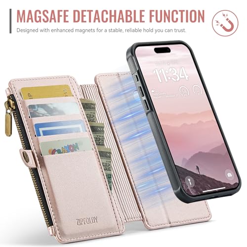 for iPhone 16 - Phone Case Wallet Magnetic Detach, Champagne Gold - color: Champagne Gold, size: iPhone 16