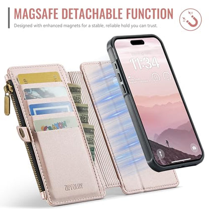 for iPhone 16 - Phone Case Wallet Magnetic Detach, Champagne Gold - color: Champagne Gold, size: iPhone 16