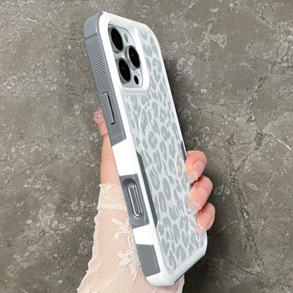 Magnetic Cute Case for iPhone 16 Pro Max, White Leopard Cheetah | Compatible with Magsafe, Heavy Duty Tough Rugged Full body Protection Shockproof Protective Phone Case for Women Girls - color: Magnetic-iPhone 16 Pro Max