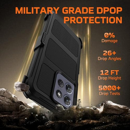 for Moto G Power 5G 2026/2025 Case with Belt Clip Holster,Military Grade Anti-Drop Shockproof Defender Phone Cases 2X Screen Protector,2 Layers Rugged Heavy Duty Protective Bumper Cover (Black) - color: Black