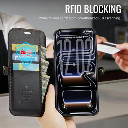 for iPhone 17 Pro Max Slim Case Wallet Wireless Charging, Black - color: Fashion Black, size: iPhone 17 Pro Max - 6.9"
