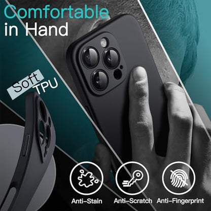 JETech Slim Case for iPhone 16 Pro, Black Titanium | Camera Lens Protection, Soft TPU Design, Matte Finish, Shockproof Protection - color: Black, size: iPhone 16 Pro