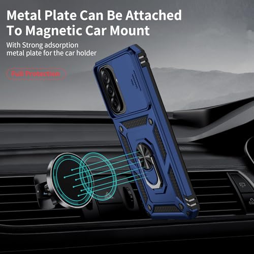 for Samsung Galaxy A36 5G Case with Camera Lens Cover, 10 FT Military Grade Drop Protection, Magnetic Ring Holder Kickstand Protective Phone Case, Navy Blue - color: Navy Blue, size: Galaxy A36 5G