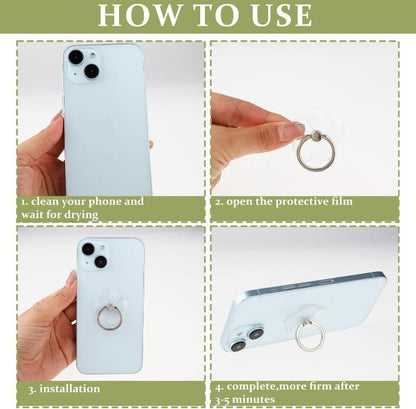 Cell Phone Ring Holder,Transparent Phone Ring Grip Holder,360 Degree Rotation Finger Ring Kickstand Compatible with All Smartphone Phone Case