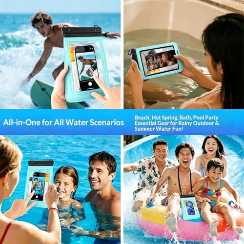 Waterproof Phone Pouch Bag, Clear Touch Screen Window, Crossbody Strap, for Beach Swimming (Blue) - color: Blue
