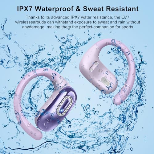 Open Ear Headphones, NEW Over Ear Earbuds with 4 ENC Noise-Canceling Mic - color: Lavender