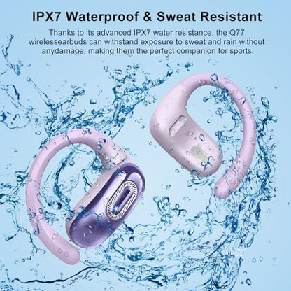 Open Ear Headphones, NEW Over Ear Earbuds with 4 ENC Noise-Canceling Mic - color: Lavender