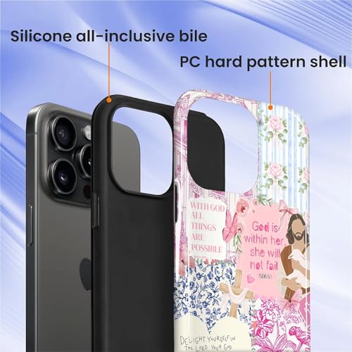 Case Designed for iPhone 14 Pro, Hybrid 2-Layer Case, Military-Grade Protection Durable Shockproof Anti-Scratch Phone Case, Pink Blue Jesus Collage - color: A Pink Blue Jesus Collage, size: Iphone 14 Pro