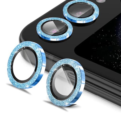 for Samsung Galaxy Z Flip6 Camera Lens Protectors, Glitter Bling Sparkly Camera Cover with Aluminum Edging,Individual Metal Lens Cover [Case Friendly],Bling-Blue - color: Bling-Blue