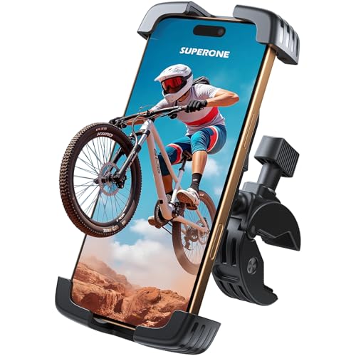 SUPERONE Motorcycle Bike Phone Mount, Bicycle Handlebar Phone Holder Clamp - color: Black