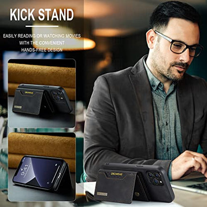 Leather Wallet Phone Cases Compatible with iPhone 14 Pro Max Case with Card Holder Men 6.7'' 2 in 1 Detachable Back Cover (Black,IP 14 Pro Max) - color: Black, size: IP 14 Pro Max