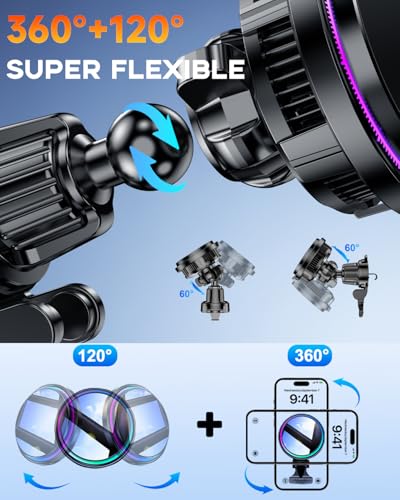 for MagSafe Car Mount Charger TEC Fan Cooling Magnetic Wireless Car Charger - color: Black 1