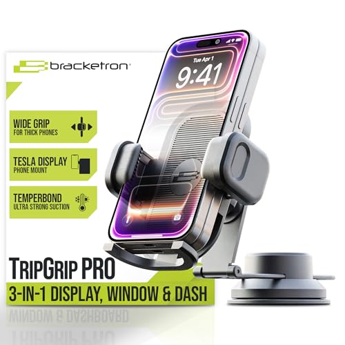 Bracketron TripGrip Pro Tesla Phone Holder, Suction Cup, 360° Rotation