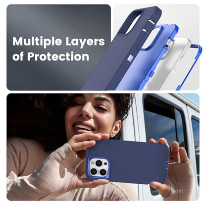 for iPhone 15 Pro Max Case, Dual Layer Shockproof Full Body Cover for Men, Military Grade Drop Protection Heavy Duty Protective Phone Case for Apple iPhone 15ProMax 6.7 inch (Navy/Blue) - color: Navy/Blue